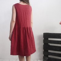 Robe midi en lin sans manches à fronces JUBBA