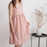 Robe en lin à bretelles et taille empire ARAGUAIA