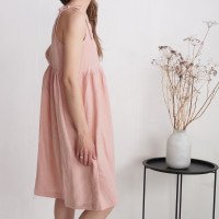 Robe en lin à bretelles et taille empire ARAGUAIA