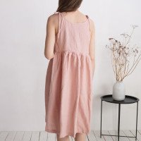 Robe en lin à bretelles et taille empire ARAGUAIA