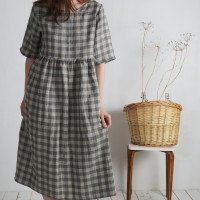 Robe longue bohème en lin à taille empire COLORADO