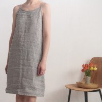 Robe midi en lin à fines bretelles PECOS
