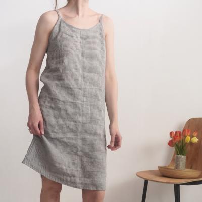 Robe midi en lin à fines bretelles PECOS