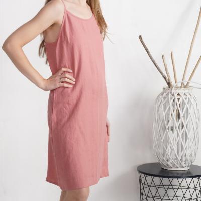 Robe midi en lin à fines bretelles PECOS