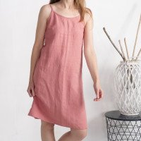 Robe midi en lin à fines bretelles PECOS