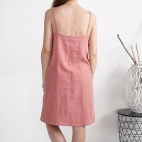 Robe midi en lin à fines bretelles PECOS