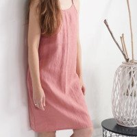 Robe midi en lin à fines bretelles PECOS