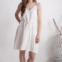 Robe d’été en lin à bretelles et ceinture OHIO