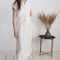 Robe tunique de plage en lin à col V BENUE