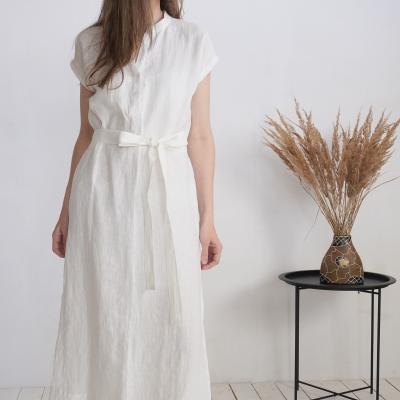 Robe tunique de plage en lin à col V BENUE