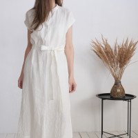 Robe tunique de plage en lin à col V BENUE