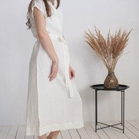 Robe tunique de plage en lin à col V BENUE