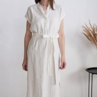Robe tunique de plage en lin à col V BENUE