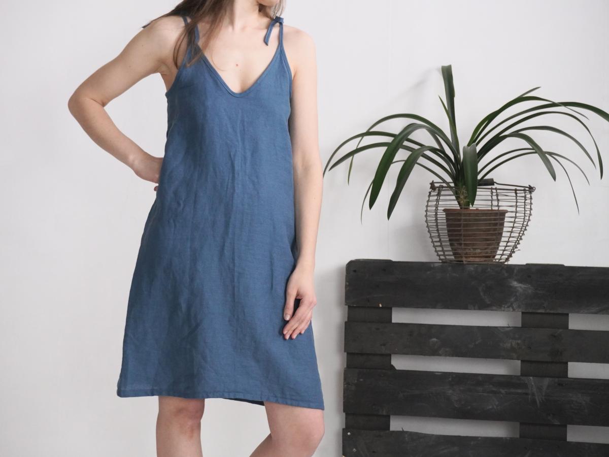 Robe d’été en lin à bretelles à nouer WINNIPEG