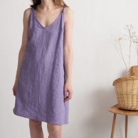 Robe d’été en lin à bretelles à nouer WINNIPEG