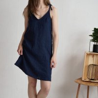 Robe d’été en lin à bretelles à nouer WINNIPEG