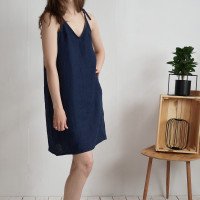 Robe d’été en lin à bretelles à nouer WINNIPEG