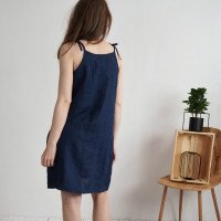 Robe d’été en lin à bretelles à nouer WINNIPEG