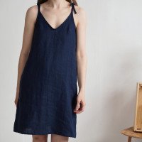 Robe d’été en lin à bretelles à nouer WINNIPEG