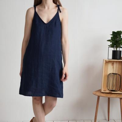Robe d’été en lin à bretelles à nouer WINNIPEG