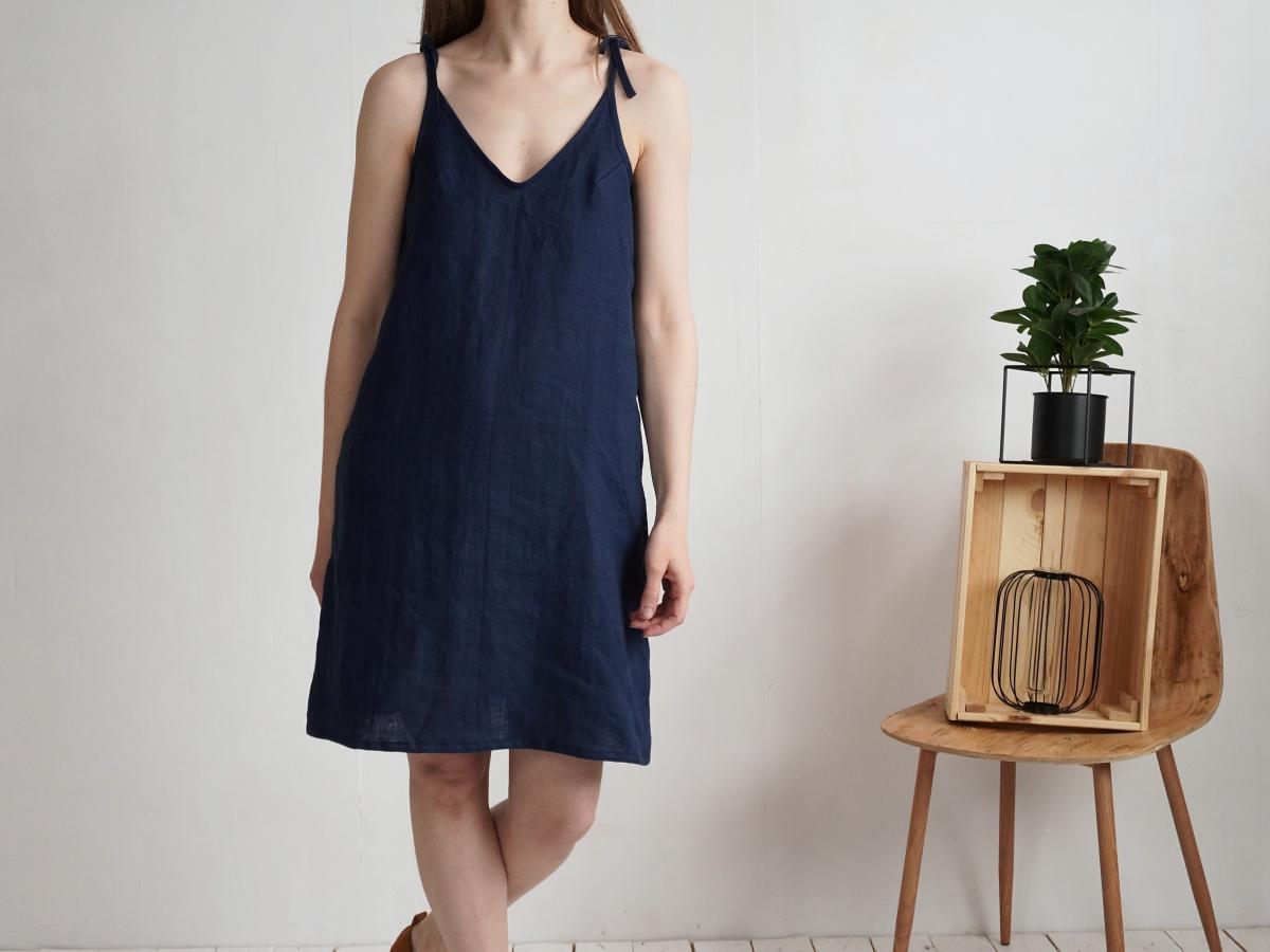 Robe d’été en lin à bretelles à nouer WINNIPEG