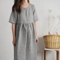 Robe longue bohème de grossesse en lin à taille empire COLORADO