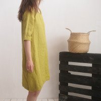 Robe trapèze en lin à ceinture JAPURA