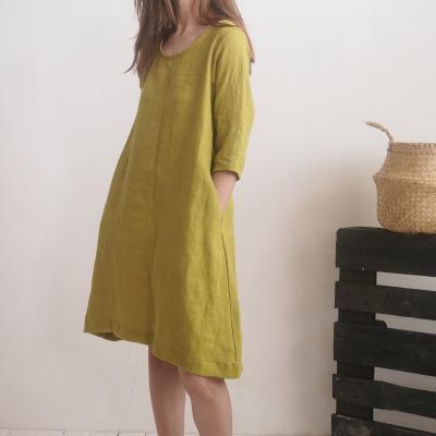 Robe trapèze en lin à ceinture JAPURA