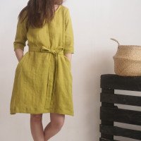 Robe trapèze en lin à ceinture JAPURA