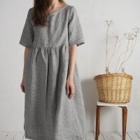 Robe longue bohème de grossesse en lin à taille empire COLORADO