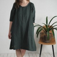 Robe trapèze en lin à ceinture JAPURA