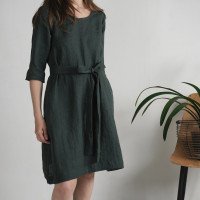 Robe trapèze en lin à ceinture JAPURA