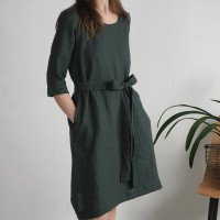 Robe trapèze en lin à ceinture JAPURA