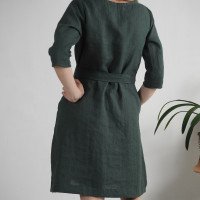 Robe trapèze en lin à ceinture JAPURA