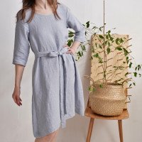 Robe trapèze en lin à ceinture JAPURA