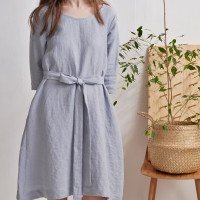 Robe trapèze en lin à ceinture JAPURA