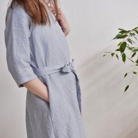 Robe trapèze en lin à ceinture JAPURA