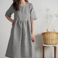 Robe longue bohème de grossesse en lin à taille empire COLORADO