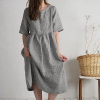 Robe longue bohème de grossesse en lin à taille empire COLORADO