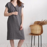Robe en lin à col V MADEIRA