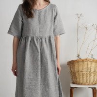 Robe longue bohème de grossesse en lin à taille empire COLORADO