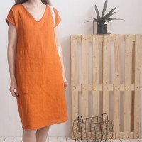 Robe en lin à col V MADEIRA