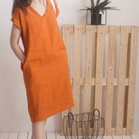 Robe en lin à col V MADEIRA
