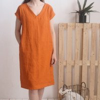 Robe en lin à col V MADEIRA
