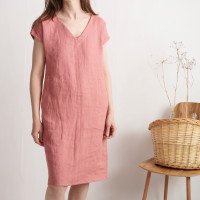 Robe en lin à col V MADEIRA