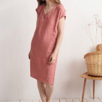 Robe en lin à col V MADEIRA