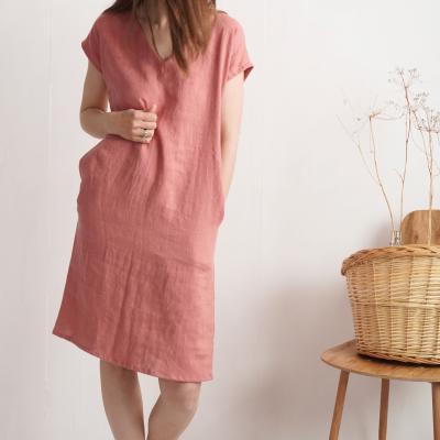 Robe en lin à col V MADEIRA