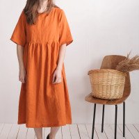 Robe longue bohème en lin à taille empire COLORADO