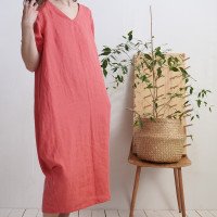 Robe boule ample en lin à col V BELAYA