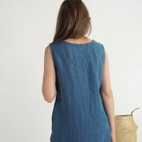Robe midi en lin sans manches à col V JURUENA